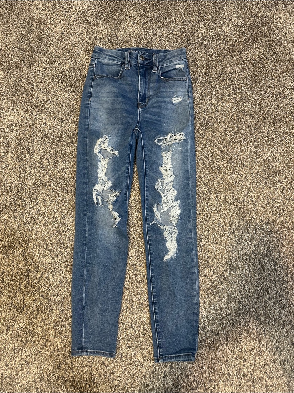 American Eagle Outfitters Distressed Skinny Jeans - Blue